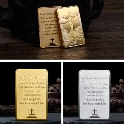 Jesus Cristianismo Gold Bar Cruz Banhado A Ouro Lembranças Deus Ama Pessoas Moedas Colecionáveis Coleção Medalha para Casa - Image 4