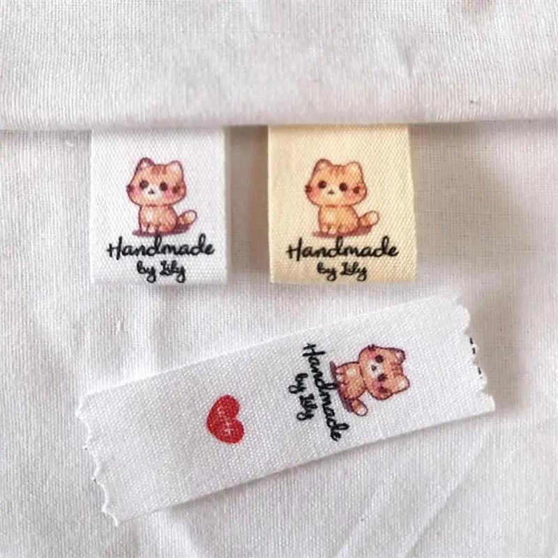 Marca personalizada impressão etiquetas, etiqueta de costura personalizada, logotipo ou etiquetas de texto, etiqueta de costura artesanal, 2x5cm, 20x60mm - Image 1
