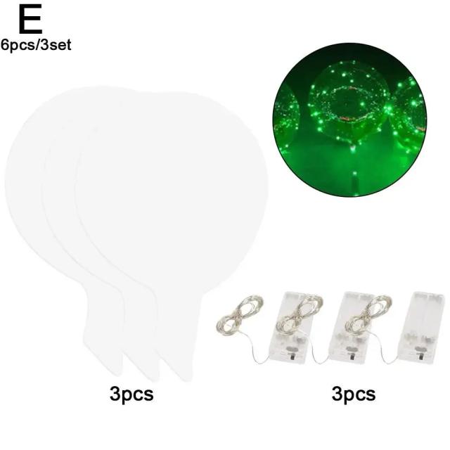 Bolos de Balões LED Transparentes com Luz, Correia Iluminada para Festas de Aniversário e Casamentos - Pacote com 3 Unidades