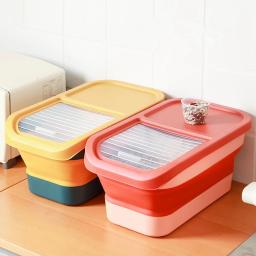 Recipiente De Armazenamento De Alimentos Dobrável Com Tampa, Recipiente De Alimento Dobrável Pet, Caixa De Vedação Hermética, Caixas De Armazenamento De Grãos De Cozinha, Cão e Gato - Image 4