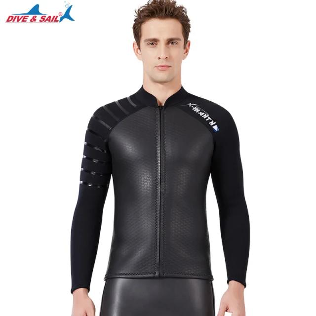 Terno de Mergulho Neoprene 2mm para Homens e Mulheres - Jaqueta e Calça Manga Comprida para Esportes Aquáticos