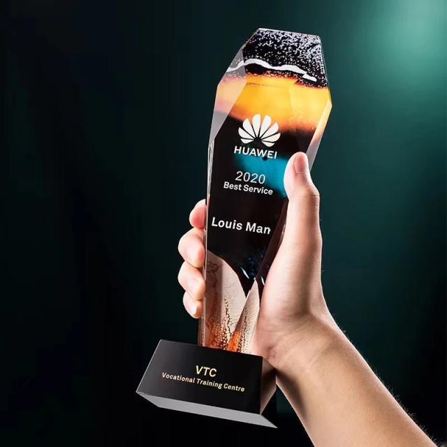 Troféu de Cristal Personalizado K9 8x26.5cm - Prêmio de Luxo