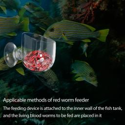 Vidro transparente tigela de comida com forte ventosa, Red Worm Cup, Fish Tank Suprimentos, acessórios de aquário, alimentação e água - Image 6