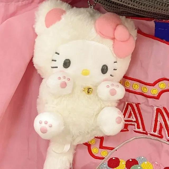 Sanriohello Kitty Plushie Plush Doll, Pingente de mochila de desenho animado recheado, ornamento pequeno, Girl Gift, Spotify Premium, 10cm - Image 1