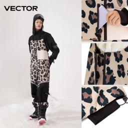 Vector grosso das mulheres dos homens calças de esqui macacão reto macacão babador de esqui à prova dwindproof água inverno quente à prova vento esportes ao ar livre snowboard - Image 1