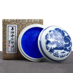 Handmade Seal Paste Blue Stamp Pad com caixa de embalagem de cerâmica, nome quadrado e redondo, caligrafia e pintura, assinatura Chop - Image 1
