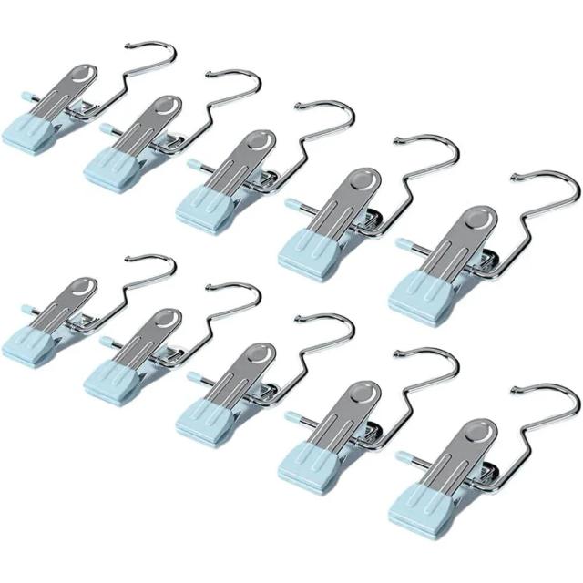 Prendedores de Roupa de Aço Inoxidável com Gancho - Clipes Pendurados Portáteis para Organizar Seu Armário, Conjunto com 50 Unidades