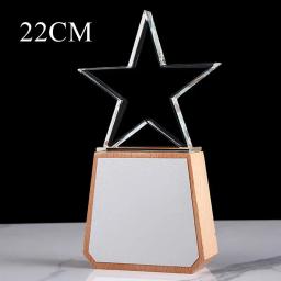 Troféu De Cristal De Madeira Sólida Criativa Personalizado, Estrela De Cinco Pontas, Excelente Empregado Dá Prêmios, Escultura Livre, Decoração De Casa, 1Pc - Image 4
