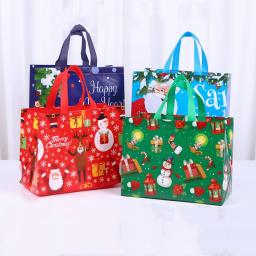 Sacos de presente de Natal não tecidos reutilizáveis, Xmas Treat Bag, sacolas com alças para criança, doces, Goodie Xmas Party Favor, grande, 1pc - Image 2
