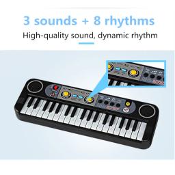 Mini brinquedos de instrumentos musicais para crianças, 37 teclas, teclado eletrônico, microfone, aprendizagem, quebra-cabeça educacional - Image 3
