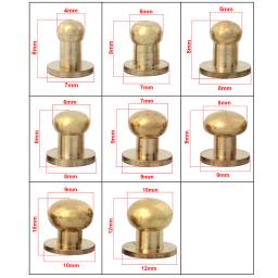10 peças de latão sólido sam marrom browne botão parafuso traseiro cabeça redonda bola post studs rebites de unhas acessórios artesanais de couro - Image 2