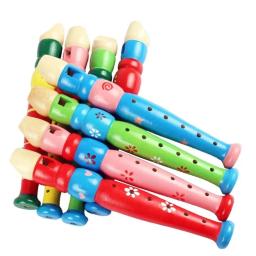 Instrumento musical de madeira colorido para crianças, flauta curta educacional, gravador de 6 furos, flauta dos desenhos animados do bebê, 20cm - Image 6