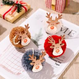 4 pçs natal feltro elk pendurado ornamentos bonito rena artesanato decorações árvore de natal pingentes de madeira festa de ano novo crianças presentes - Image 6