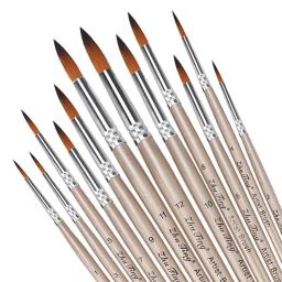 Round Pointed Tip Pincéis Set for Art Drawing, Artist Acrílico, Aquarelle, Guache, Aquarela, Pintura a óleo, 12pcs - Image 1