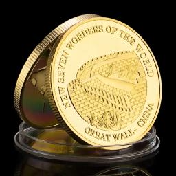 Lembrança das Sete Maravilhas do Mundo, Moeda Banhada a Ouro, Presente Colecionável, Grandes Edifícios, Moeda Comemorativa - Image 6