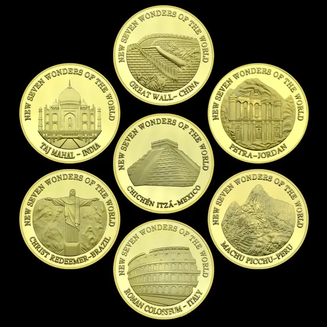7 Maravilhas do Mundo em Moedas Comemorativas: Coleção Exclusiva com a Grande Muralha, Taj Mahal e Coliseu Romano