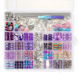 Diy contas para fazer jóias kit 305 pçs liga acrílico artesanal encantos pulseira acessórios conjunto de presente natal para a menina - Image 1