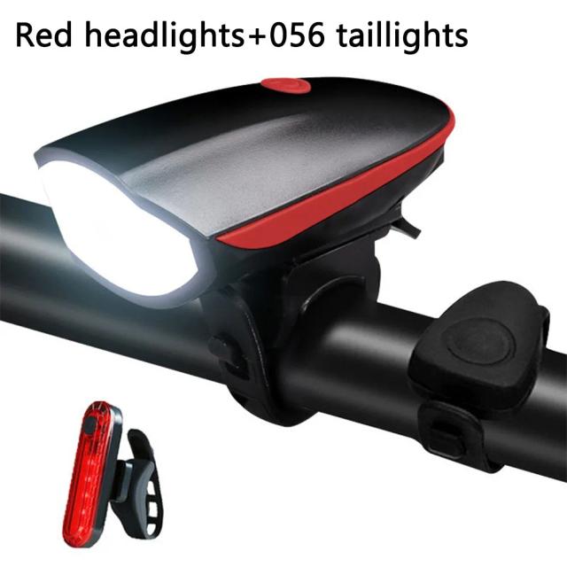 Luzes de Bicicleta com Buzina Elétrica e Alto Brilho para Equitação Noturna e Mountain Bike