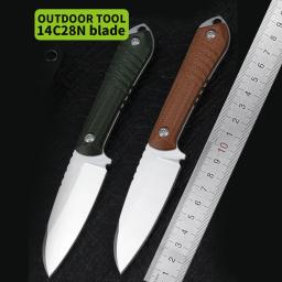 FREETIGER-Faca reta com bainha K, 14C28N, lâmina de aço, alça Micarta, ao ar livre, caça, camping, Bushcraft, EDC - Image 2