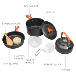 Kit de Panelas de Acampamento Portátil Dobrável, Utensílios De Alumina Dura, Equipamento De Economia De Espaço, Resistência Ao Calor Para 2-3 Pessoas, Piquenique - Image 3