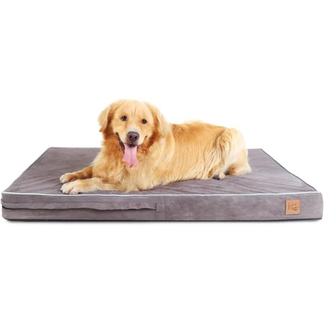 Cama Ortopédica de Memória em Espuma para Pets - Cobertor Felpudo Cinza, 54"x36"x4"