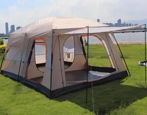 Barraca de Acampamento Impermeável para 12 Pessoas com 2 Quartos e 1 Salão - Ideal para Família e Aventura ao Ar Livre
