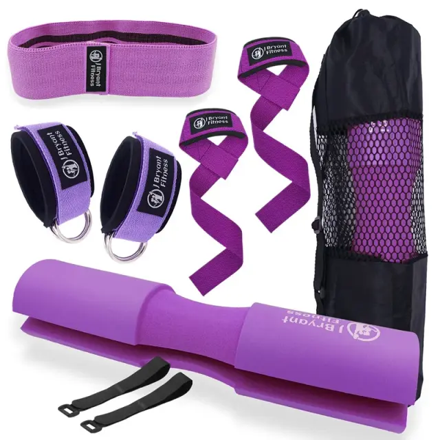 Conjunto de Almofada para Agachamento com Cinta de Tornozelo - Acessórios de Ginástica em Casa para Hip Impulso e Levantamento de Peso