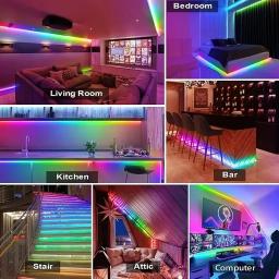 Fita LED com controle remoto infravermelho, fita de lâmpada flexível para casa, decoração de festa, luz de fundo de TV, Bluetooth inteligente, USB, RGB, 5050, 5V - Image 5