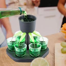 Dispensador de jogos de vidro Vinho, Uísque, Cerveja, Vinho, Licor, Acessórios de bar, Jogos de festa, 6 copos - Image 1