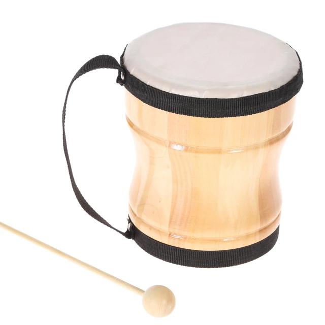 Tambor de Madeira para Crianças com Vara Cinta - Instrumento de Percussão Musical Profissional para Crianças