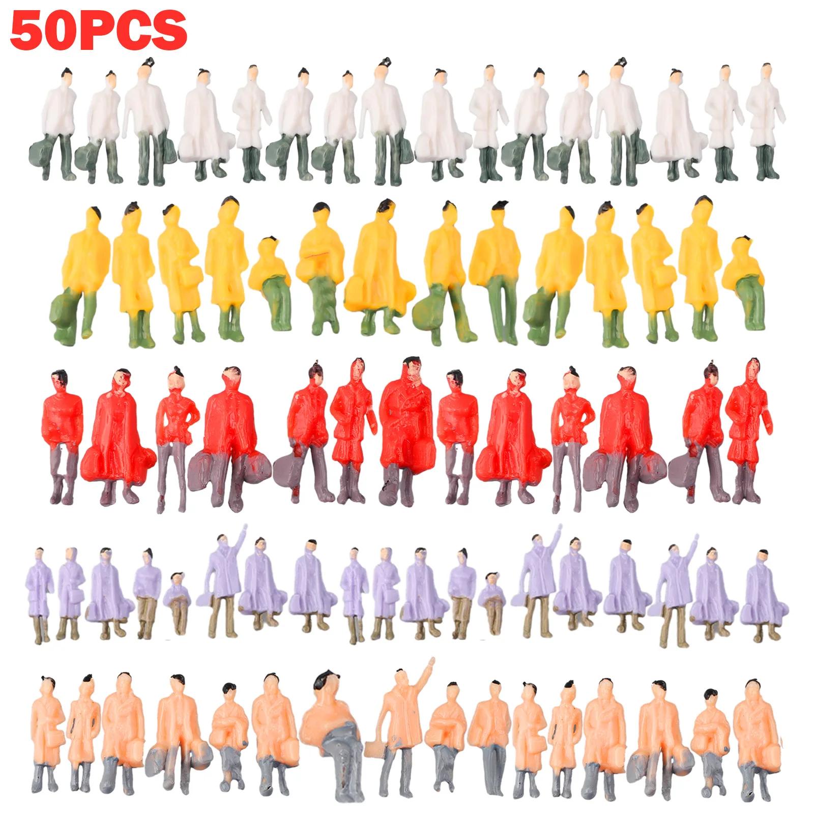 Trilha de trem em miniatura, 50pcs, 50pcs, ferrovia, trabalhador, pessoas, layout, decoração, escala 1:87 ho, figuras pintadas, acessórios modelo - Image 1