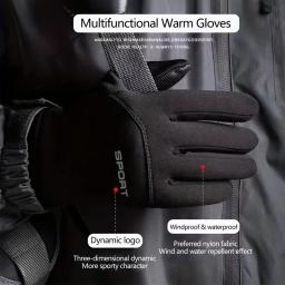 Homens inverno à prova dwaterproof água luvas de ciclismo esportes ao ar livre esqui correndo motocicleta tela sensível ao toque luvas de lã antiderrapante quente dedos completos - Image 3