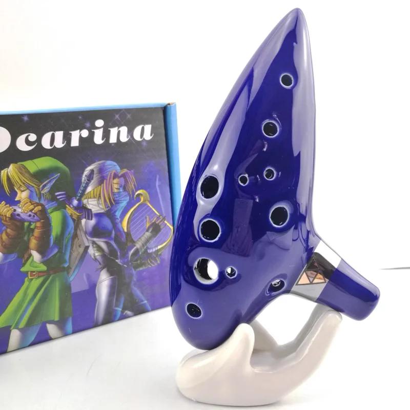 A lenda de zelda ocarina do tempo 12 buracos cerâmica alto c ocarina flauta azul inspirado tempo instrumento musical presentes colar - Image 1