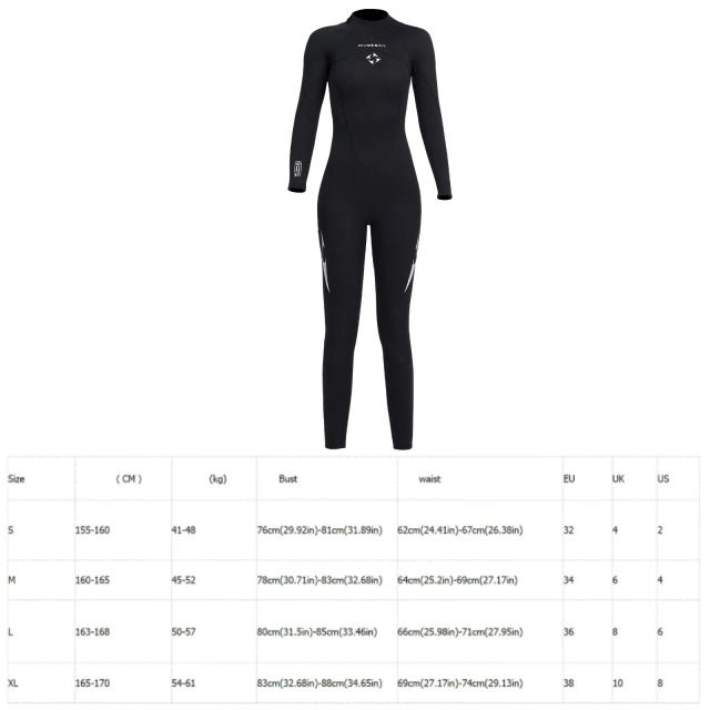Terno de Mergulho Feminino em Neoprene 3mm com Manga Comprida para Surf, Mergulho e Natação - Aquecimento e Conforto em Água Fria