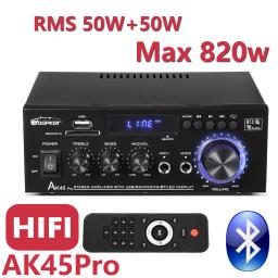 AK45 Pro Bluetooth 5.0 Amplificador Digital, Som Surround, Canal AMP 2.0, Max 820W, Alto-falante para Casa, Carro, Karaokê, USB, RCA, MIC - Image 1