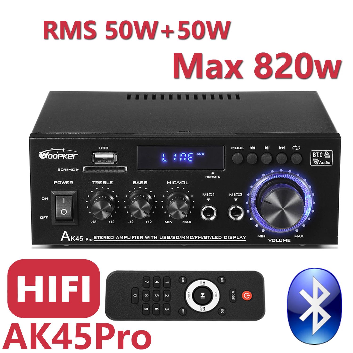 AK45 Pro Bluetooth 5.0 Amplificador Digital, Som Surround, Canal AMP 2.0, Max 820W, Alto-falante para Casa, Carro, Karaokê, USB, RCA, MIC - Image 1