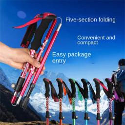 Telescópica Folding Trekking Poles, 5 Seção, Ultraleve, Portátil, Dobrável, Andando, Caminhadas, Ao ar livre, Camping - Image 1