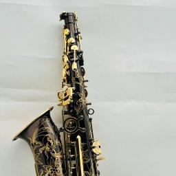 Saxofone Alto banhado a níquel com chaves douradas, sopro profissional, decoração lindamente esculpida, Eb Tune, preto, YAS-875EX - Image 3