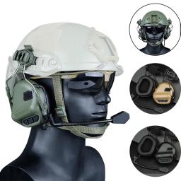 Tiro tático fones de ouvido para capacete rápido caça proteção da orelha airsoftsports fone de ouvido earmuff com ptt - Image 1