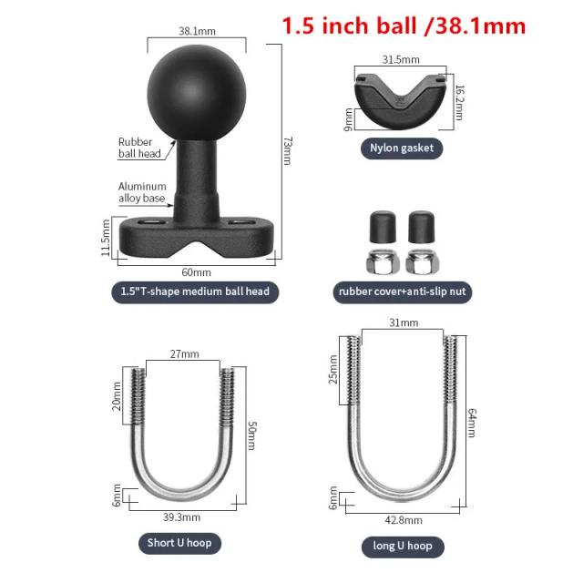 Base em U para Parafuso: Suporte Versátil para Empilhadeiras, Tablets, Displays, Monitores de Braço e Equipamentos de Ginástica - Tamanhos C, 1.5", 38mm, Novo.