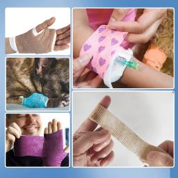 Bandagem auto-adesiva para os primeiros socorros dos animais de estimação, 5 pçs/set, 5cm de largura, colorido, respirável, estiramento, bandagem - Image 6