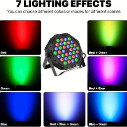 RGB luzes coloridas do disco com controle remoto, luz do controle do som, partido do DJ, fase do casamento, lâmpada ambiental do festival, 36LED, DMX512, 1 Pc, 5 Pcs, 10Pcs - Image 3
