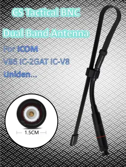 Dobrável CS Tactical Handheld Antena Portátil, Dual Band VHF UHF, Rádio em Dois Sentidos Aérea para Icom V86, IC-2GAT, IC-V8 Uniden, BNC - Image 1