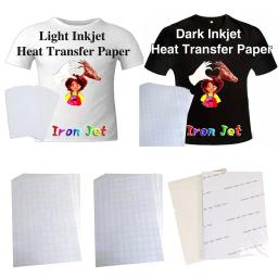 Heat Press Print Paper, T-Shirt Inkjet Sublimação Papel De Impressão, Papel De Transferência Térmica, Pano De Algodão DIY, Ferro, Escuro Claro, A4, 5Pcs - Image 1