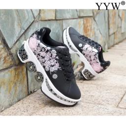 Tênis casuais unissex para adultos e crianças, andar patins, tênis deformáveis, patins de quatro rodas, sapatos de parkour, homens e mulheres - Image 4