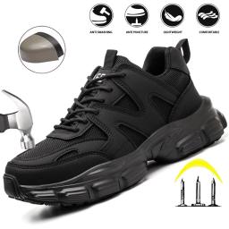 Novos sapatos de segurança femininos anti-esmagamento anti-punctura sapatos de trabalho respirável leve tênis de trabalho indestrutíveis sapatos femininos botas - Image 1