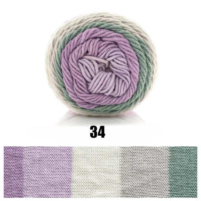 Fio de Algodão Malha Manual DIY em Cores do Arco-Íris, 100g, Tingimento de Segmento, Ideal para Artesanato