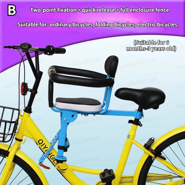 Mountain Bike com Cinto de Segurança, Assento Duplo Fixo e Liberação Rápida para Crianças em Bicicleta Dobrável