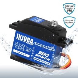 INJORA INJS035-360 35KG Impermeável 360 °   Carretel de guincho servo digital de rotação para modelo de barco de carro de esteira RC - Image 4
