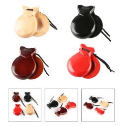 2 peças castanholas espanholas com corda tradicional flamenco castanholas percussão orff instrumento musical fácil - Image 1